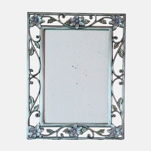 Vintage 5"X7" Pewter Photo Frame, Ornate Open Scroll Floral Vine Art Nouveau